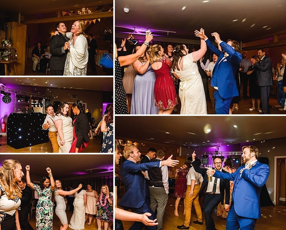 Hyde Barn wedding Cotswolds 26 guests dancing at Hyde barn wedding