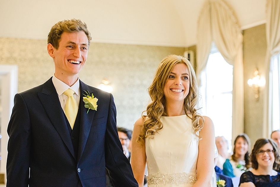 Bristol zoo wedding 16 Bride and groom stood smiling at their Bristol zoo wedding at the Clifton Pavilion