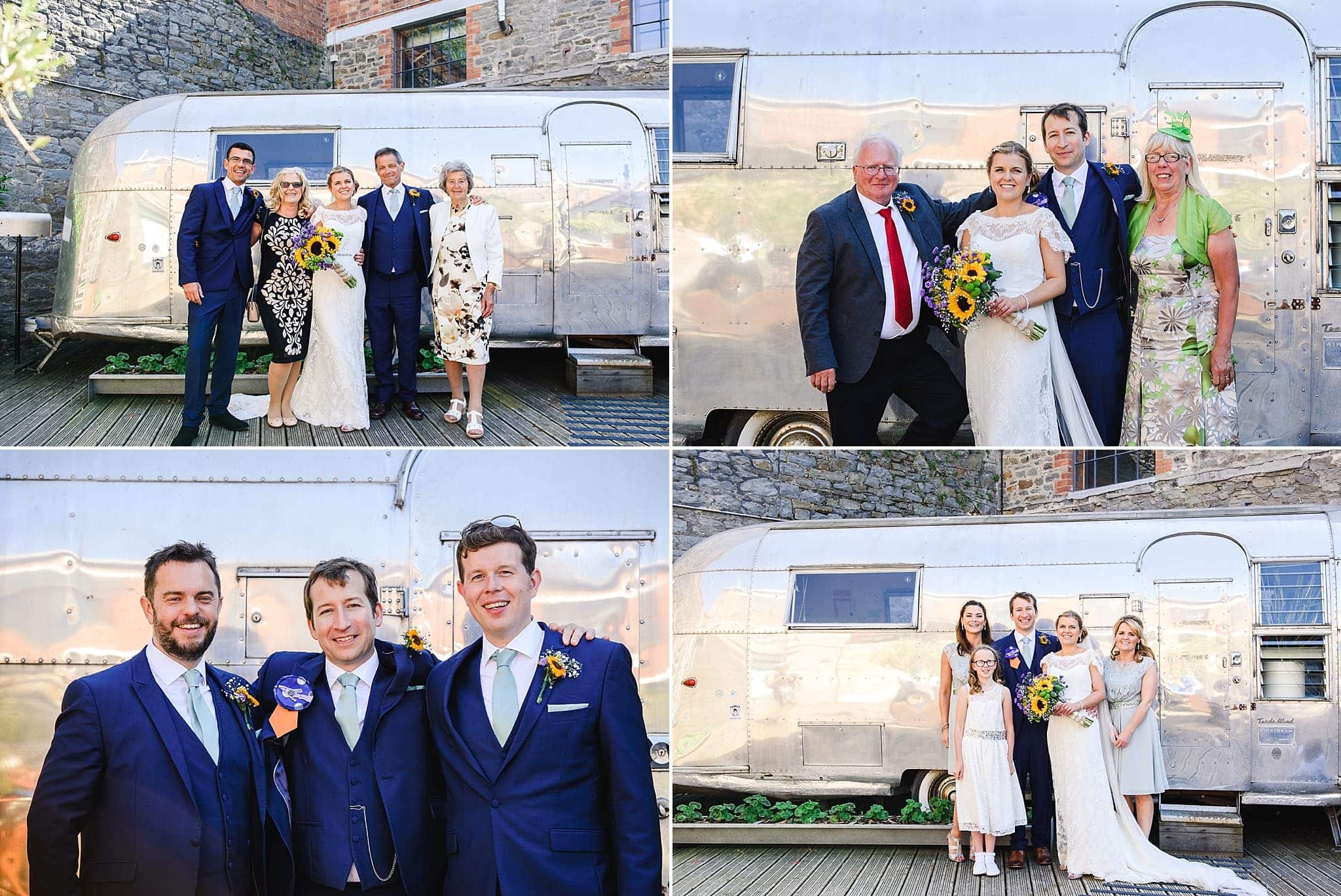 Family photo's in front of the airstream at the Paintwork's courtyard