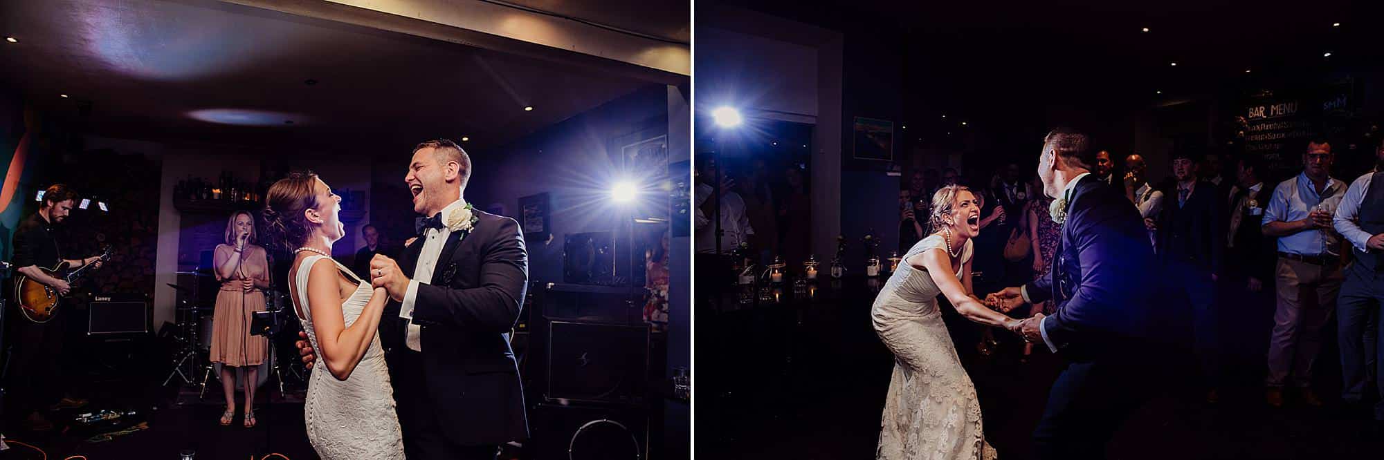 Bride and groom dance to the first song on their wedding day