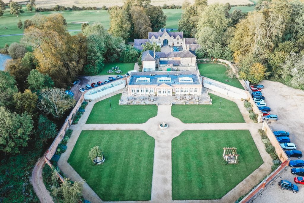 Ariel Shot of Orchardleigh Elmhay park Walled Garden using a drone
