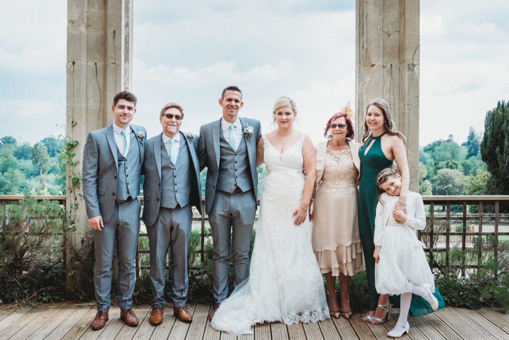 Wedding photography of a family at Orchardleigh house