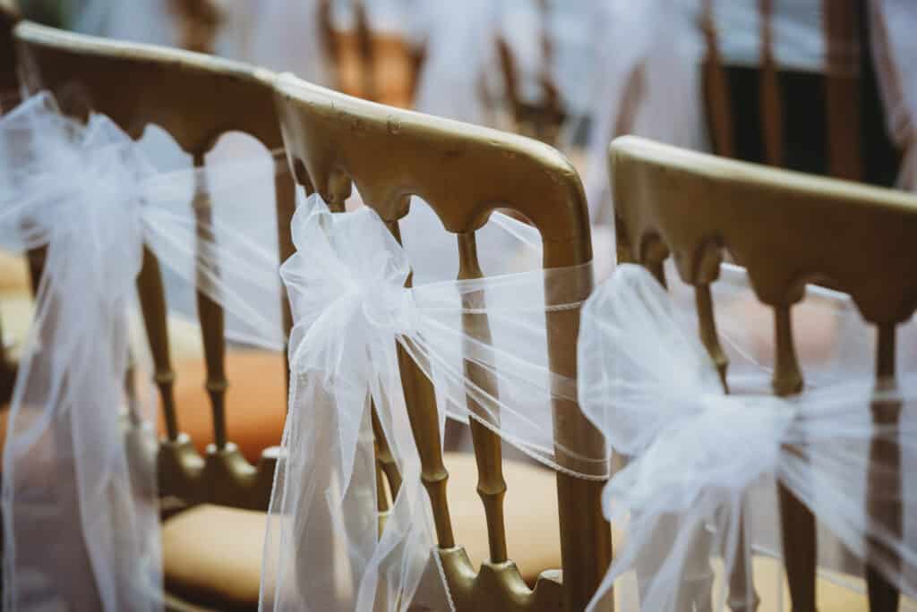 chair ribbons orchardleigh house wedding
